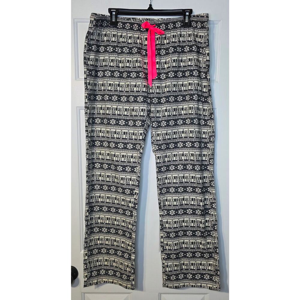 Victoria Secret pajama pants sz L women's cotton flannel Snowflake